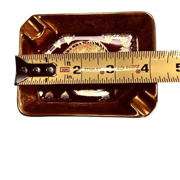 Vintage Decorative Ashtray Tirschenreuth Germany Romantic Silhouette Red Gold - Picture 8 of 11